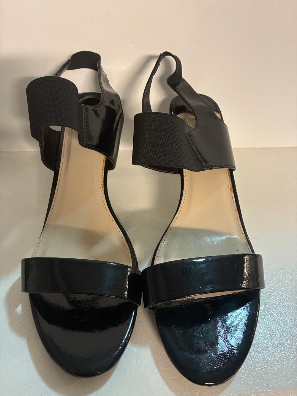 Madeline Black Patent Slingback Sandals